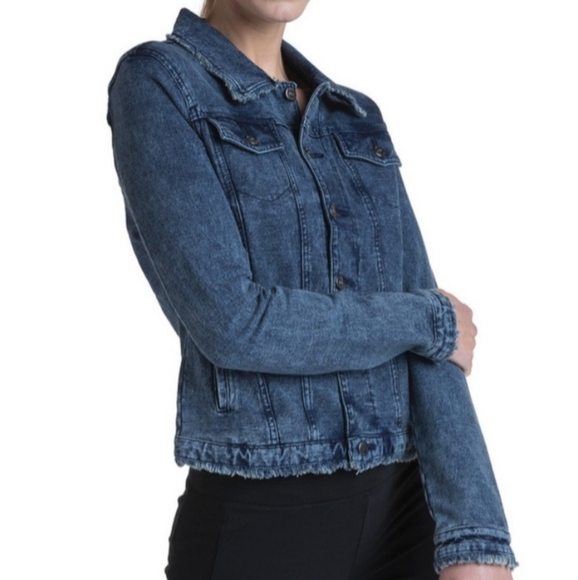 Andrew Marc New York Performance Frayed Knit Jacket  Blue - Picture 14 of 16